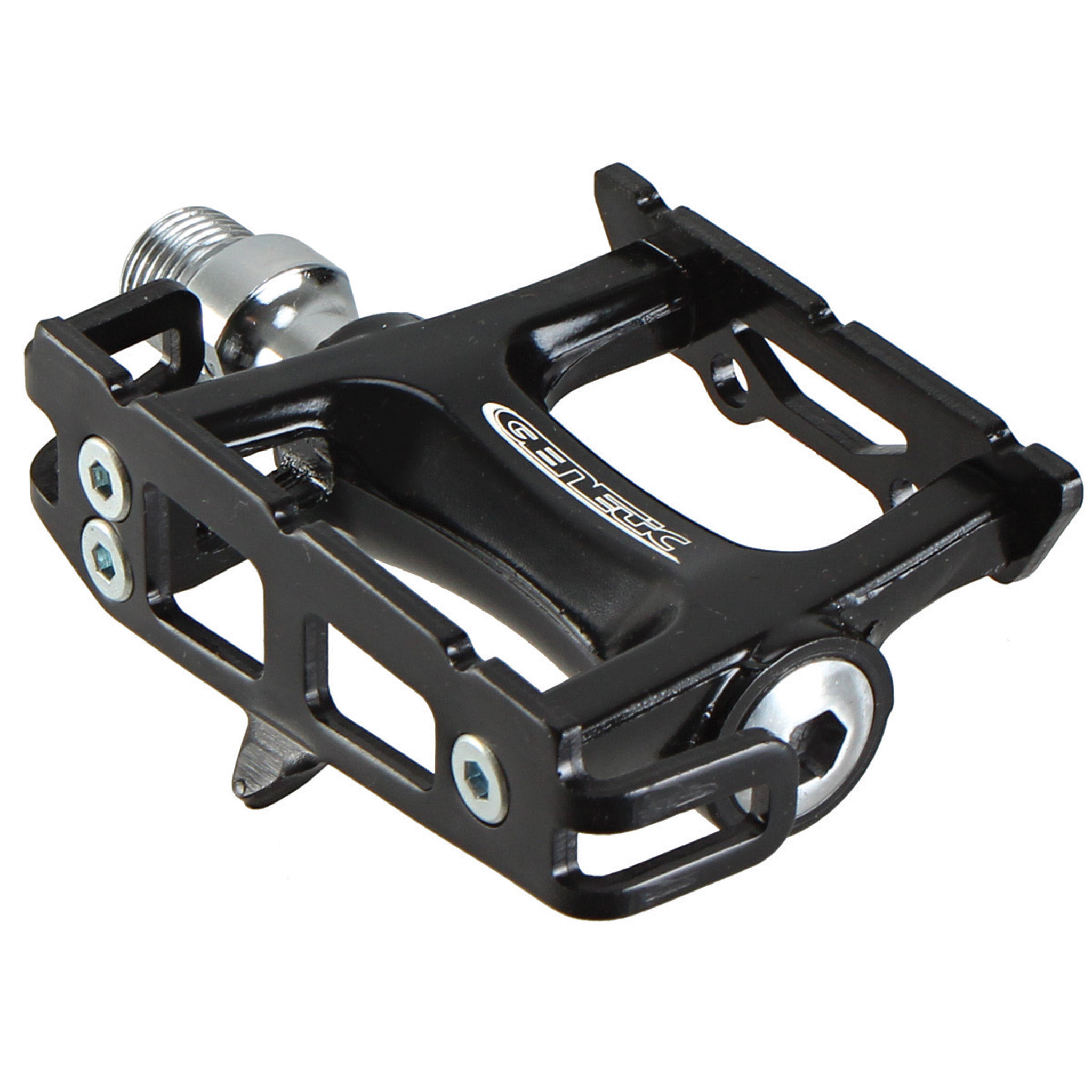 Genetic Pro Track Pedals, Black with Black Cage