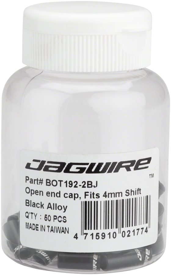 Jagwire 4.5mm Sealed Alloy End Caps Bottle of 50, Black