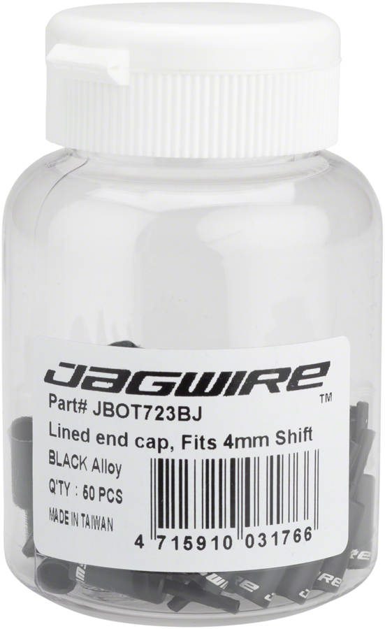 Jagwire 4mm Lined Alloy End Caps Bottle of 50, Black







