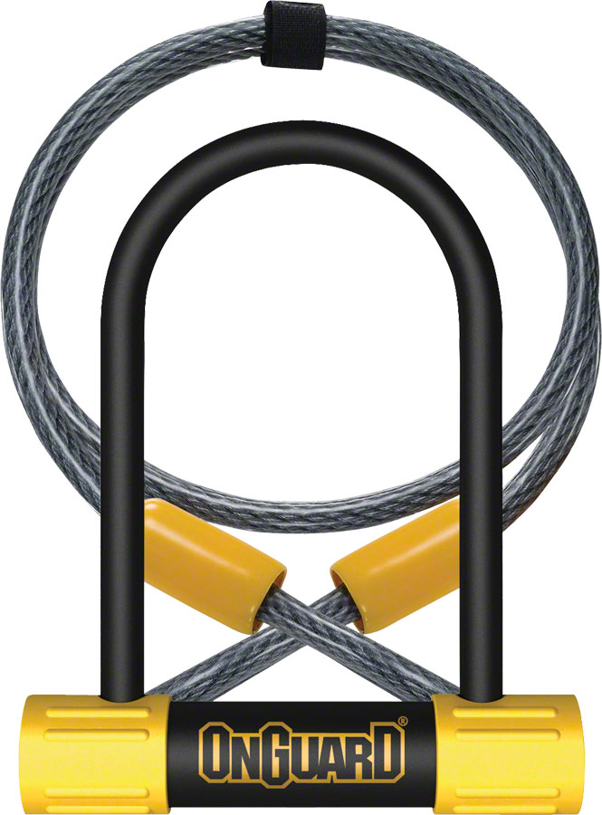 OnGuard BullDog Series U-Lock - 3.5 x 5.5", Keyed, Black/Yellow, Includes 4' cable and bracket