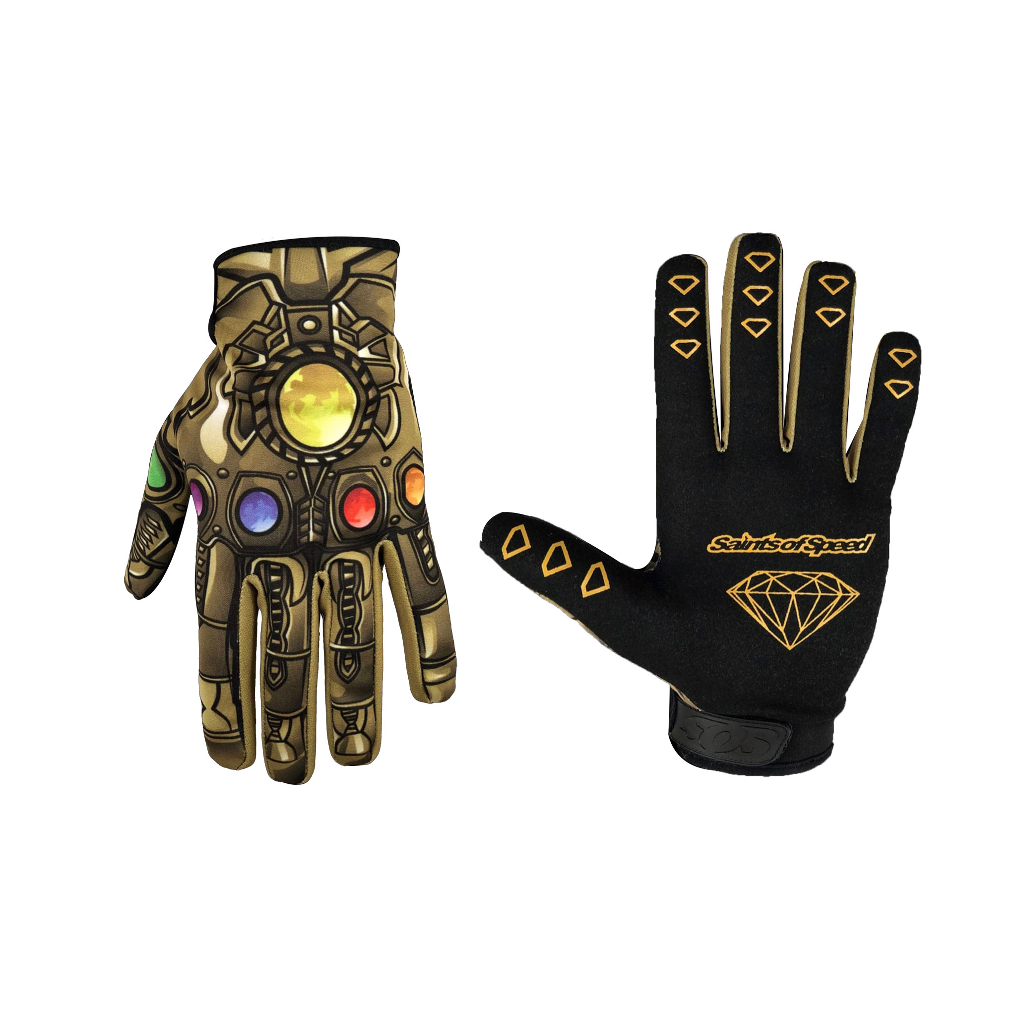 Saints of Speed Speed Gauntlets Glove, Small, Gold/Black