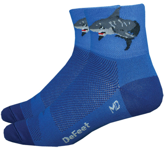 DeFeet Aireator 3" Shark Attack! Socks, 9.5-11.5, Blue