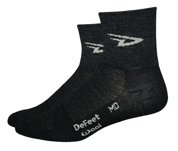DeFeet Wooleator 3" D-Logo Socks, 7-9, Black