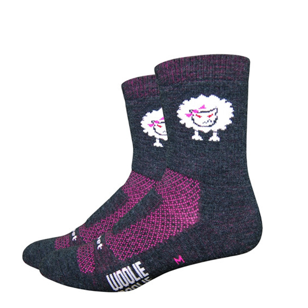DeFeet Woolie Boolie 4" Baaad Sheep Socks, 9.5-11.5, Charcoal