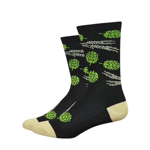 DeFeet Aireator 6" Hops and Barley Socks, 9.5-11.5, Black