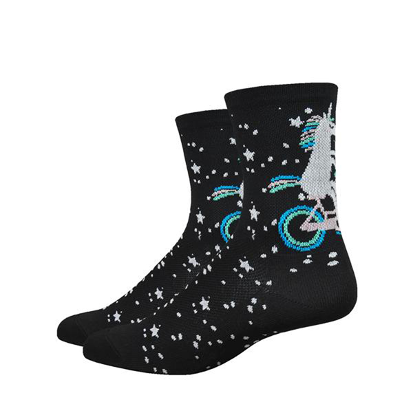 DeFeet Aireator 4" Unicorn Womens Socks, 5-7, Black