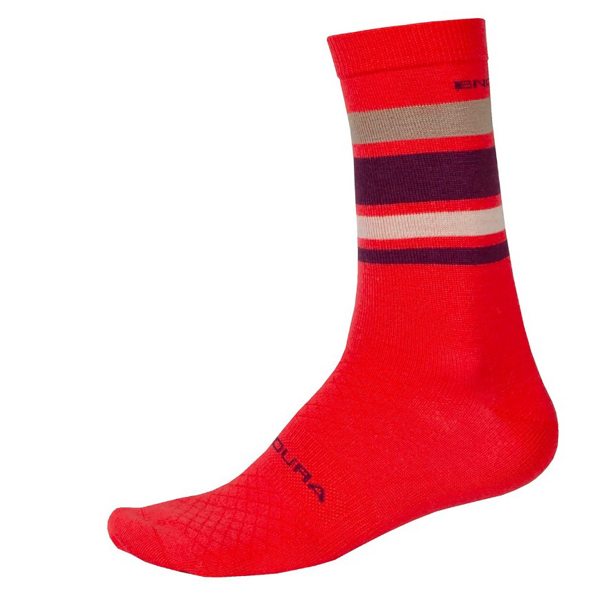 Endura BaaBaa Merino Stripe Sock, Pomegranate, L/XL