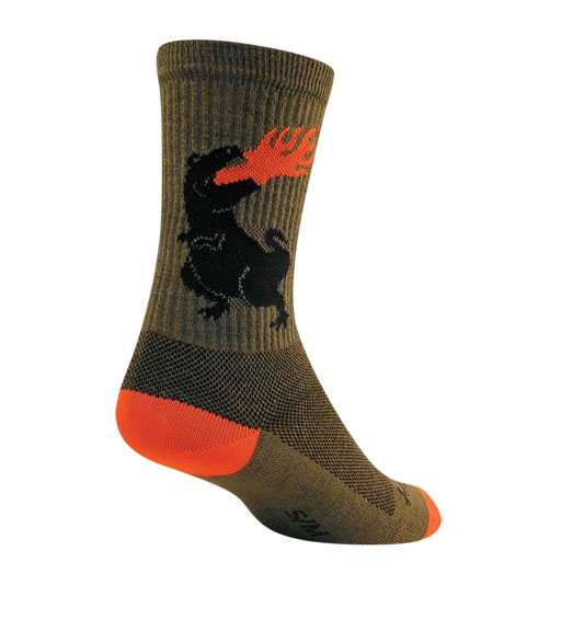 Sockguy Dinosaur Wool Crew Socks, 5-9, Brown