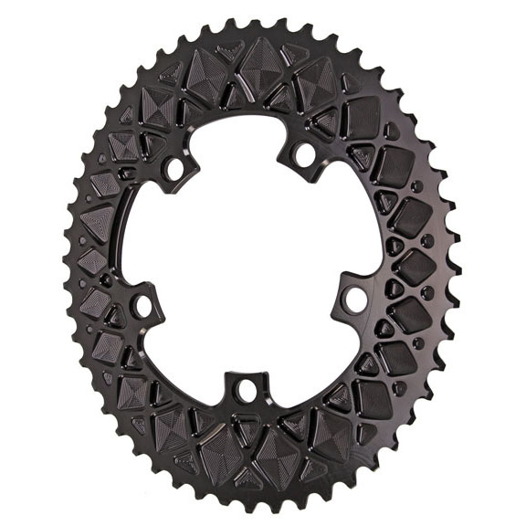 Absolute Black Premium Oval Road Chainring, 5x110BCD 50T - Black