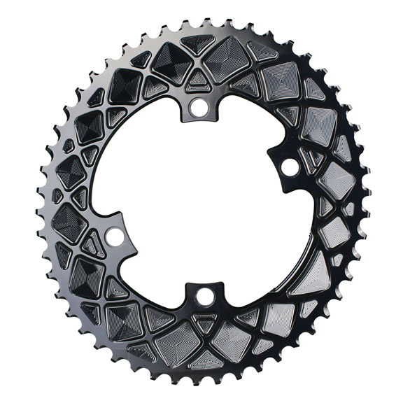 Absolute Black Premium Oval Road Chainring, 4x110BCD 50T - Black