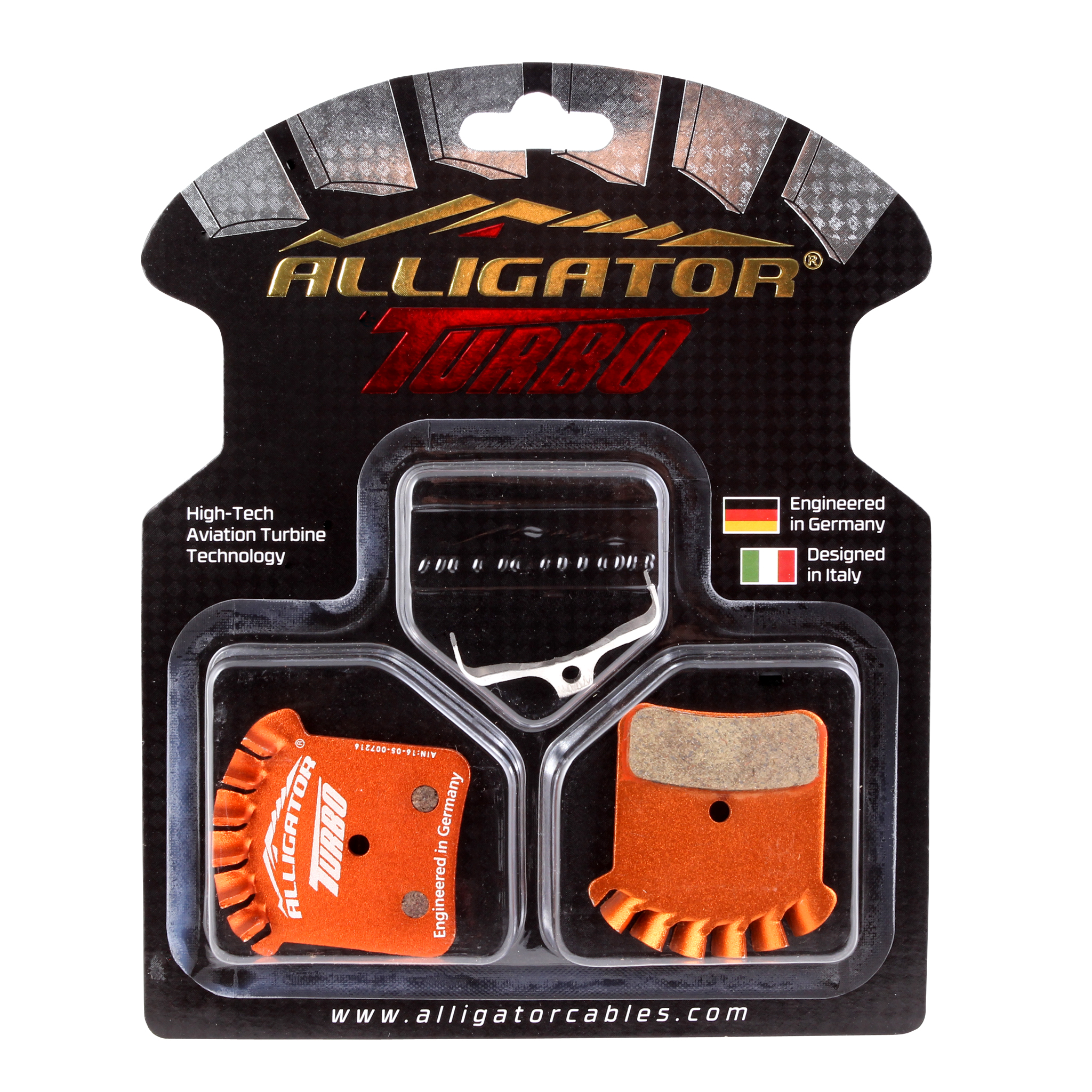 Alligator Turbo Shim (D-type 4-piston) Pads,TRP Quadiem, Organic