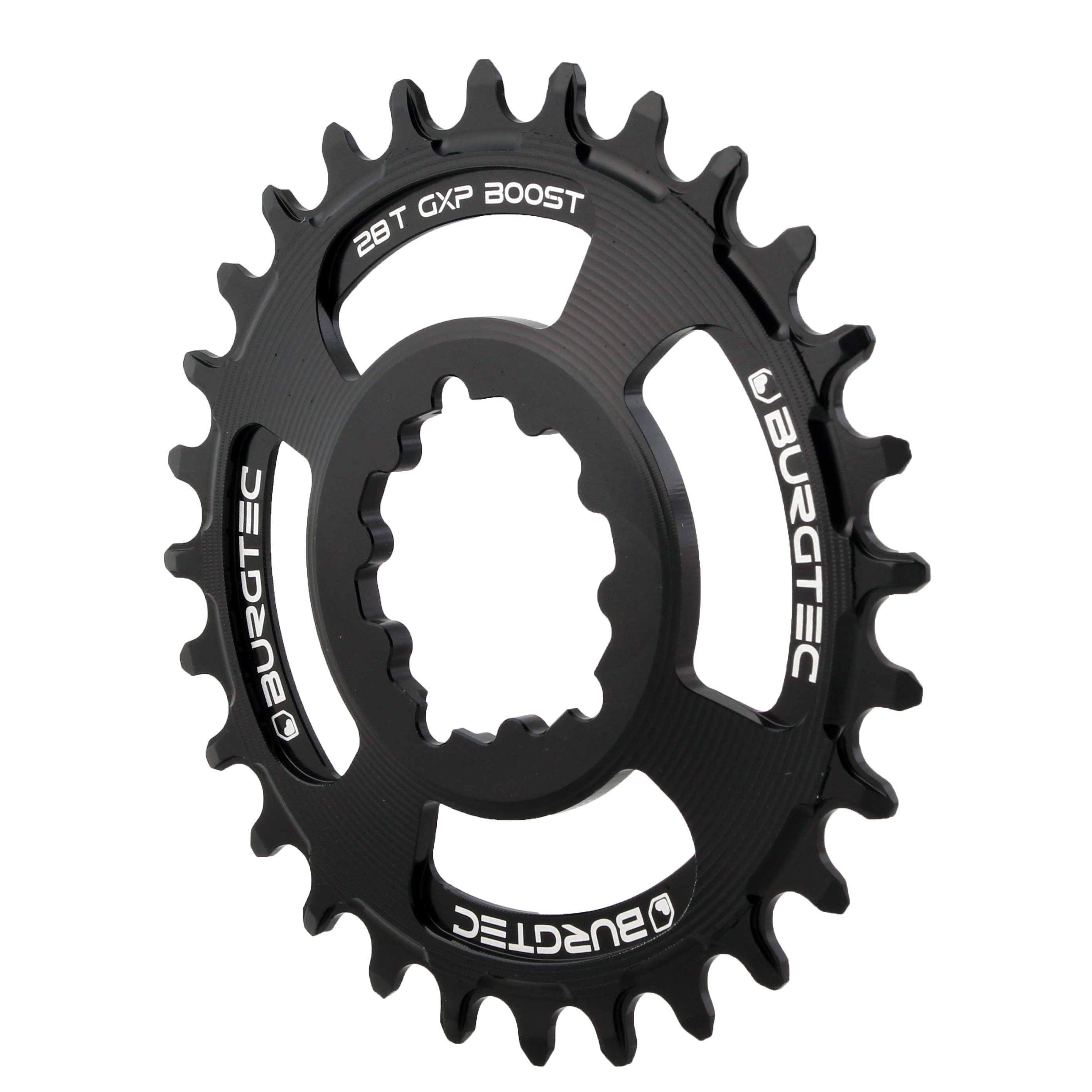 Burgtec GXP Boost 3mm Offset Thick Thin chainring, 28T, Black