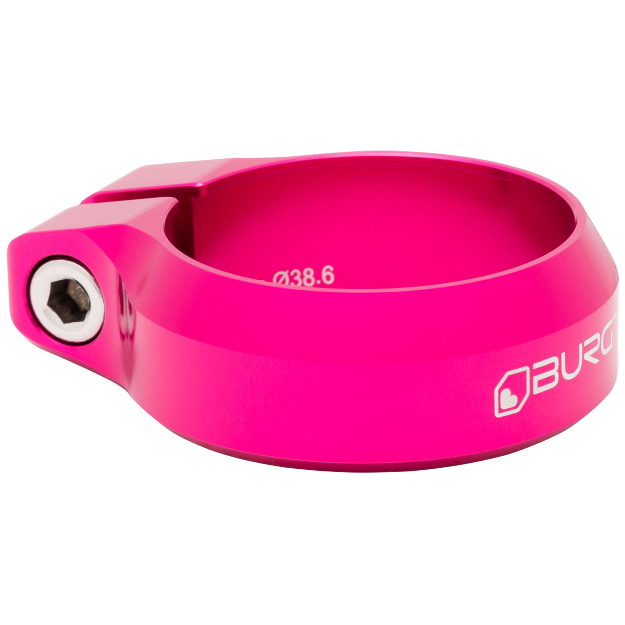 Burgtec Seat Clamp, 38.6mm, Toxic Barbie Pink