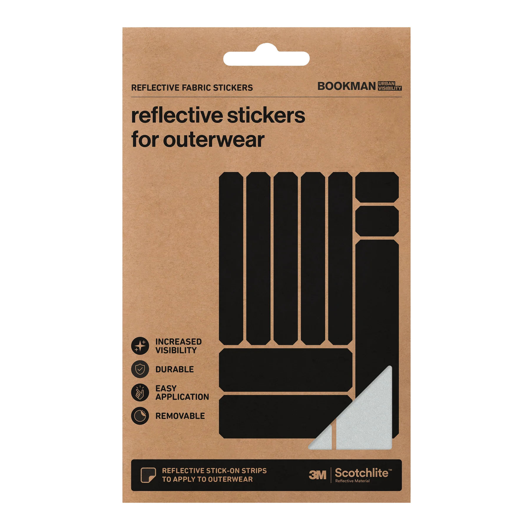 Bookman Visibility Reflective Fabric Stickers, Strips,Silver
