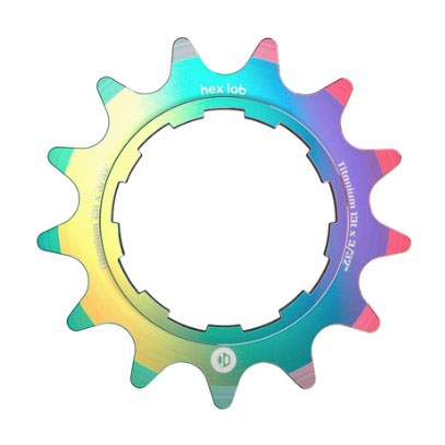 BOX Hex Lab 3/32" CNC Titanium Cog, Rainbow - 13t