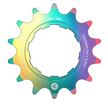 BOX Hex Lab 3/32" CNC Titanium Cog, Rainbow - 14t