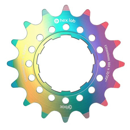 BOX Hex Lab 3/32" CNC Titanium Cog, Rainbow - 16t