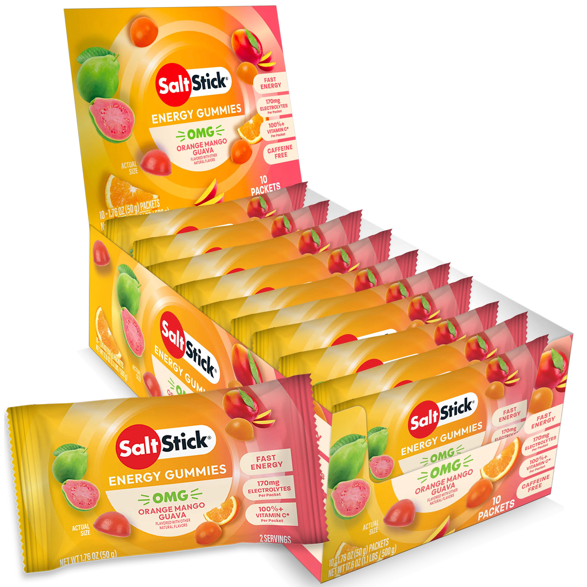 SaltStick (Bonk Breaker) Energy Gummies, OMG (Org/Mango/Guava) 10/Count Carton