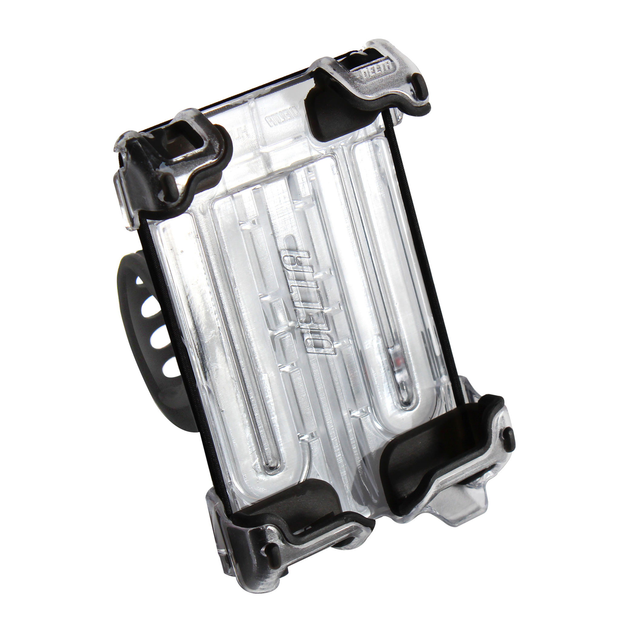 Delta Hefty+ Holder Plus, Bar/Stem Mount - Clear/Black