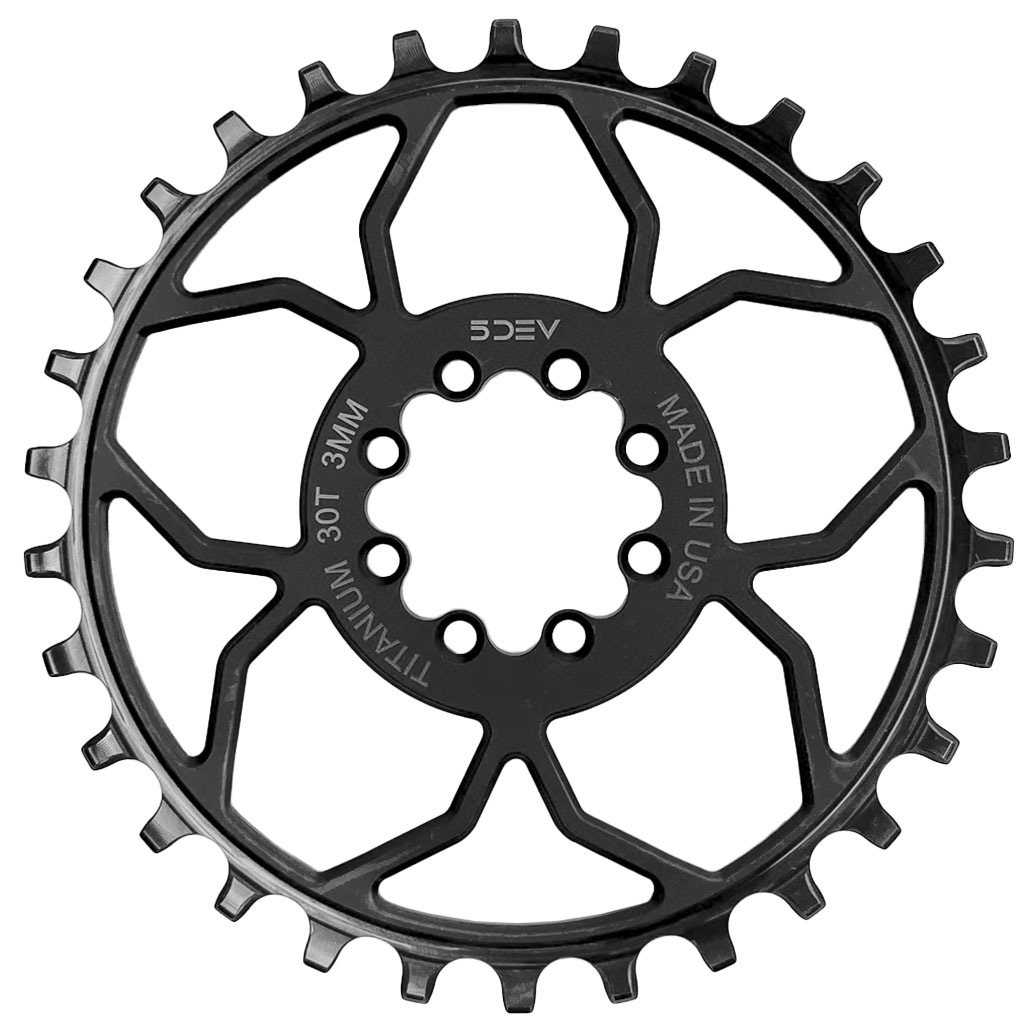 5Dev T-Type 8-Bolt Chainring, 3mm Offset, 34T - Black