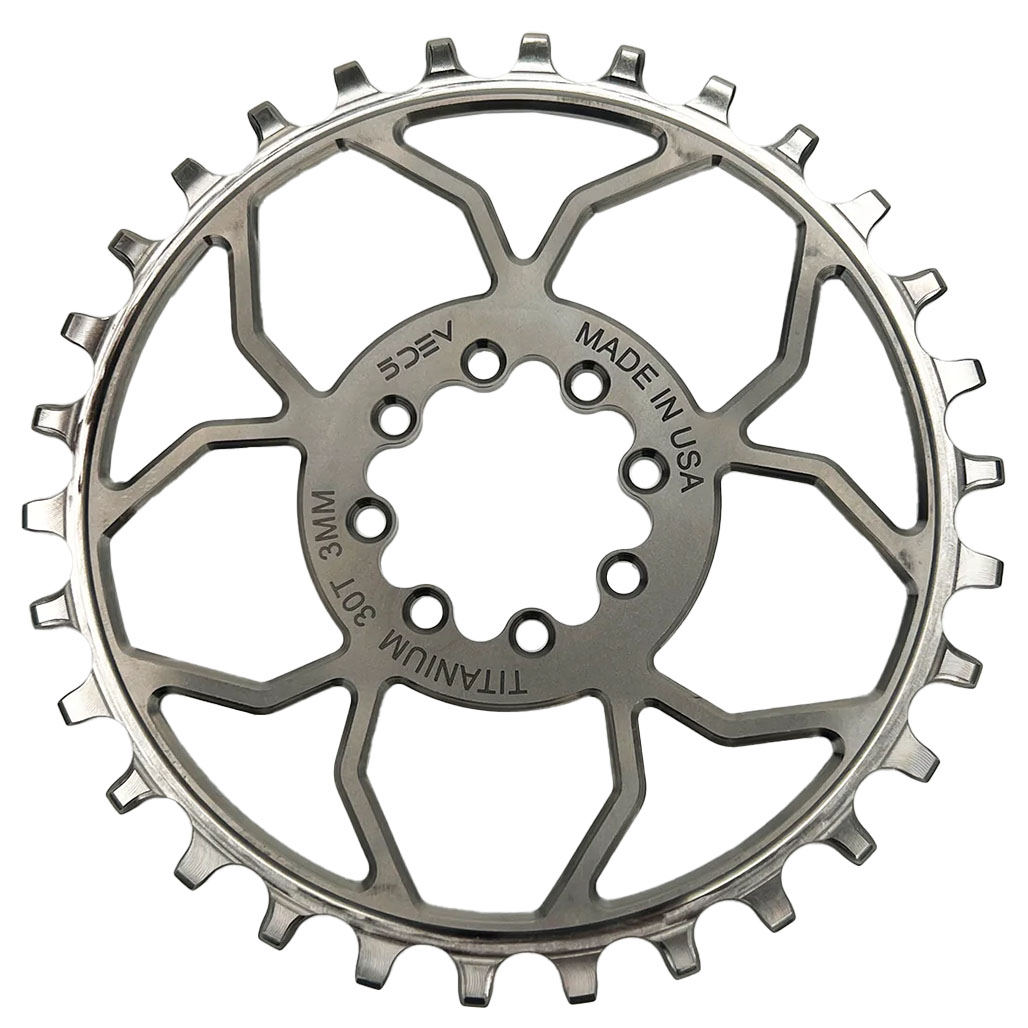 5Dev T-Type 8-Bolt Chainring, 3mm Offset, 32T, Clear