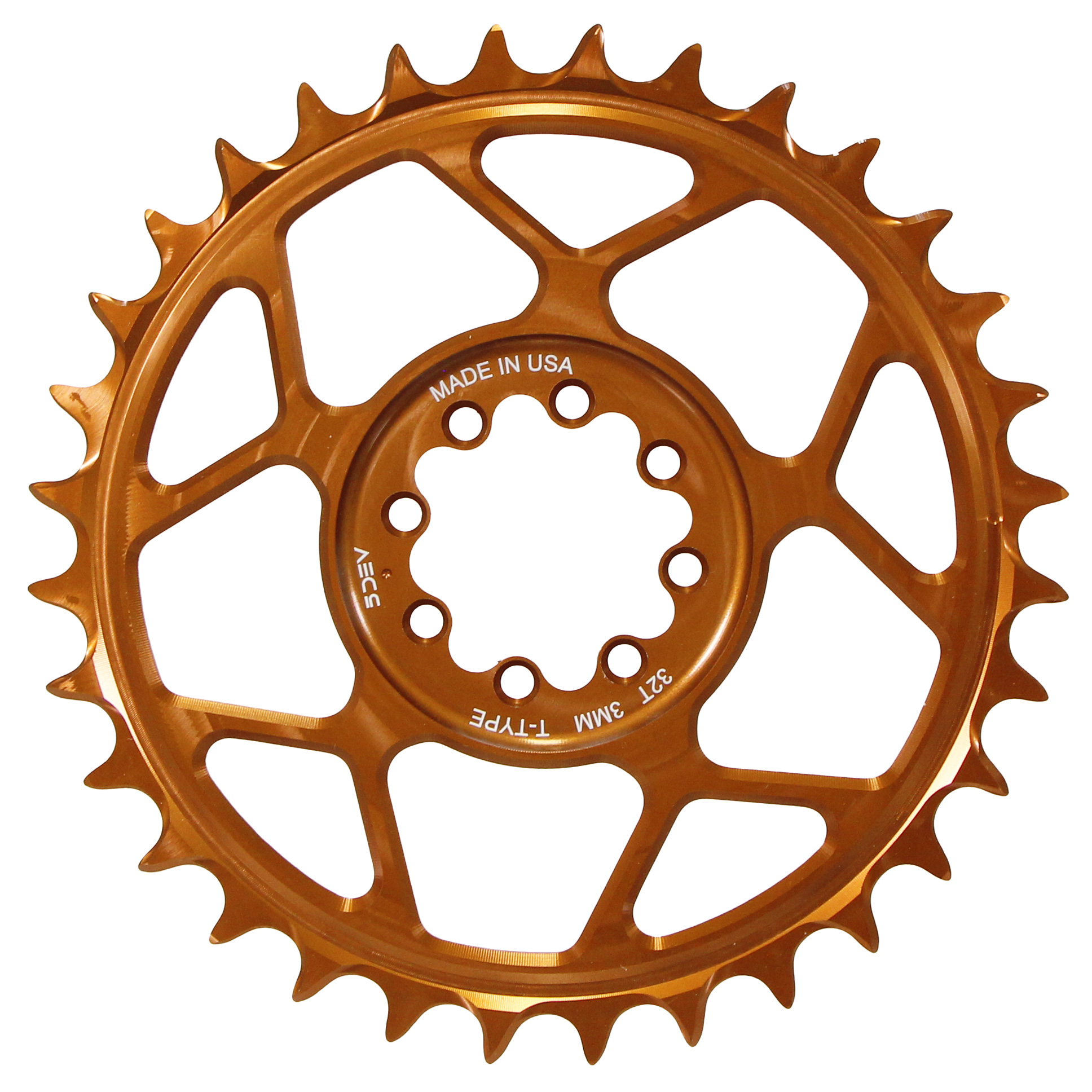 5Dev T-Type 8-Bolt Chainring, 3mm Offset, 32T - Kash