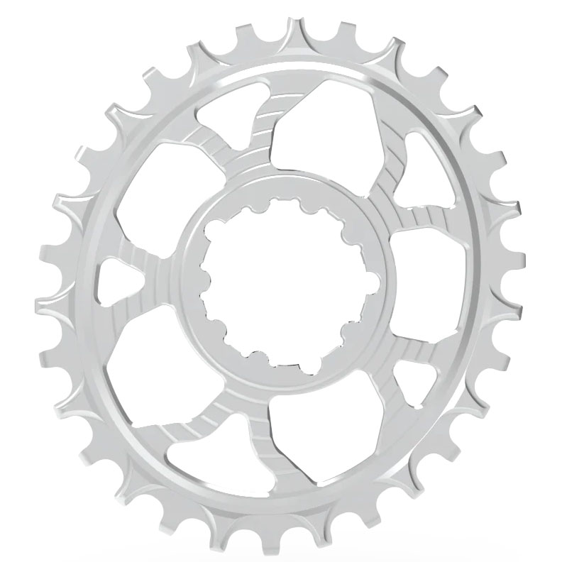 5Dev 7075 Oval Chainring, 3mm Offset, 30T - Raw/Clear