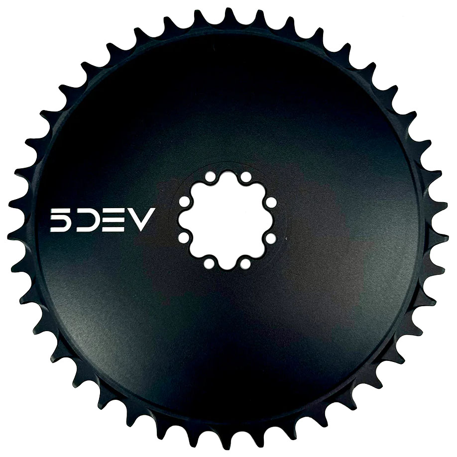 5Dev Aluminum Aero Road Chainring, 8-Bolt Sram, 42T, Black