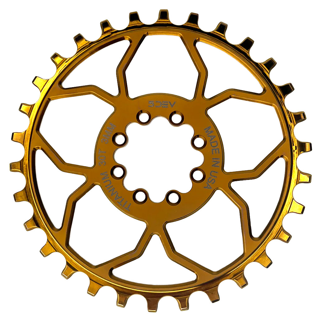 5Dev Titanium 8-Bolt Chainring, 3mm Offset, 30T, Bronze