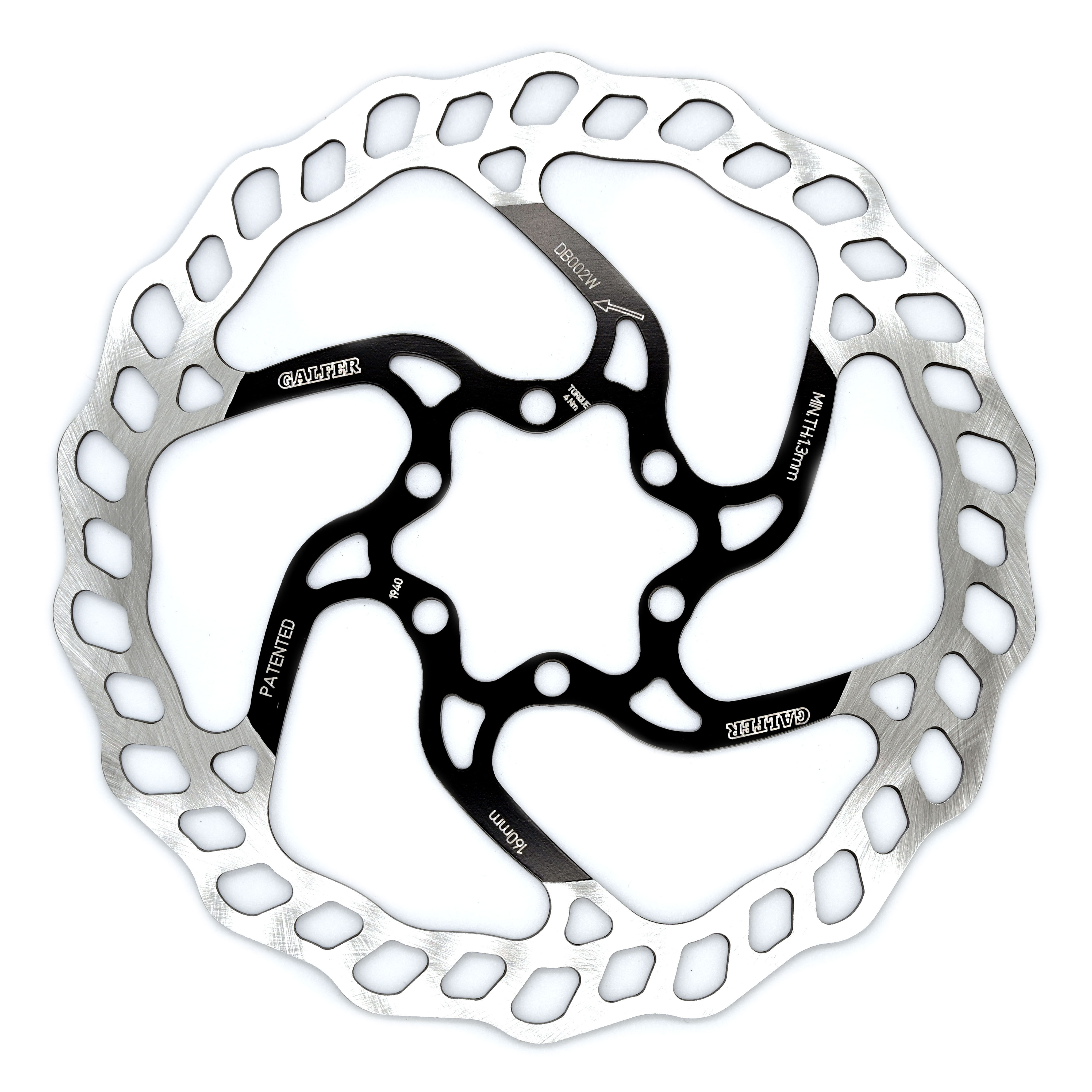 Galfer 160mm Rotor, 6-Bolt , 1.8mm, Black/Silver