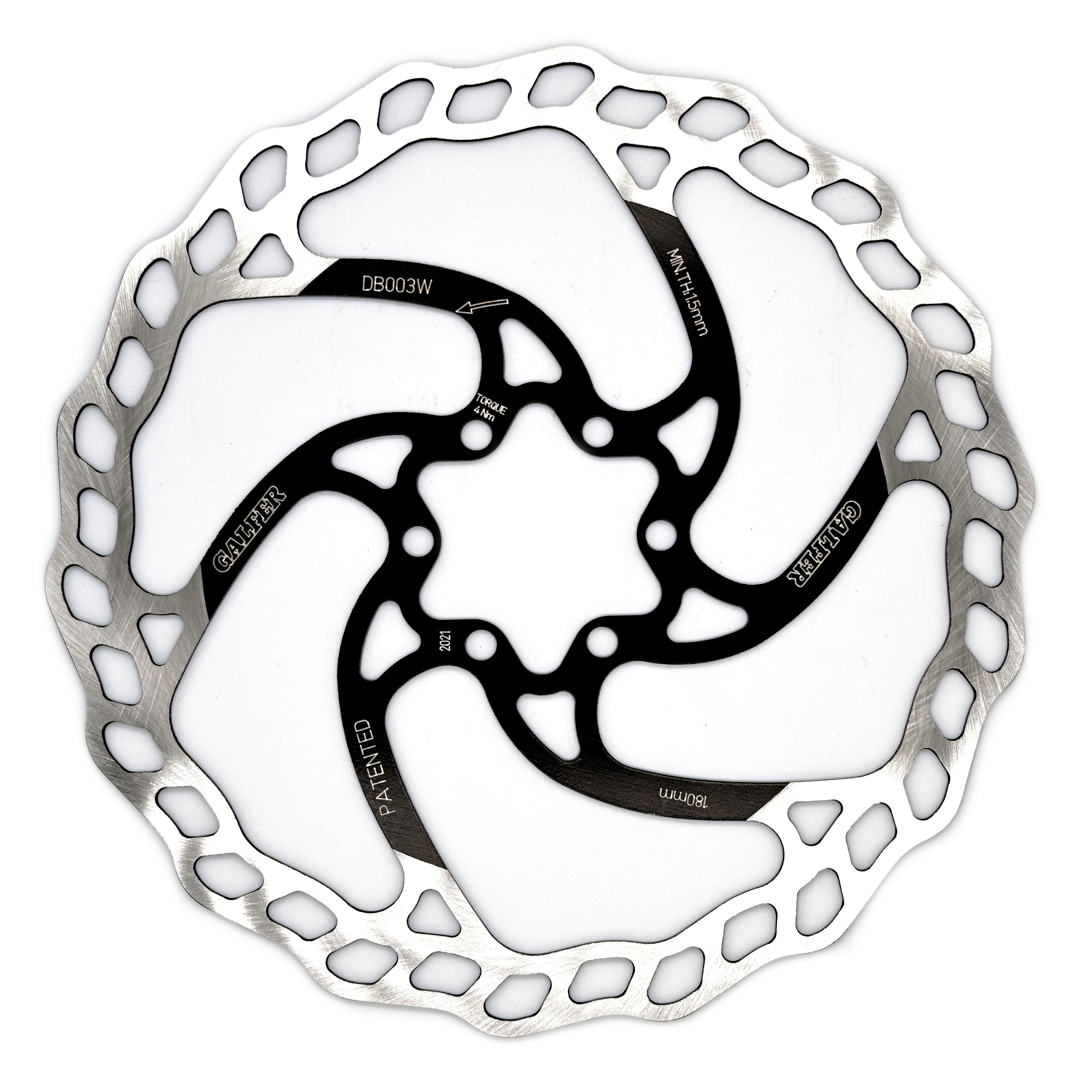 Galfer 180mm Rotor, 6-Bolt , 1.8mm, Black/Silver