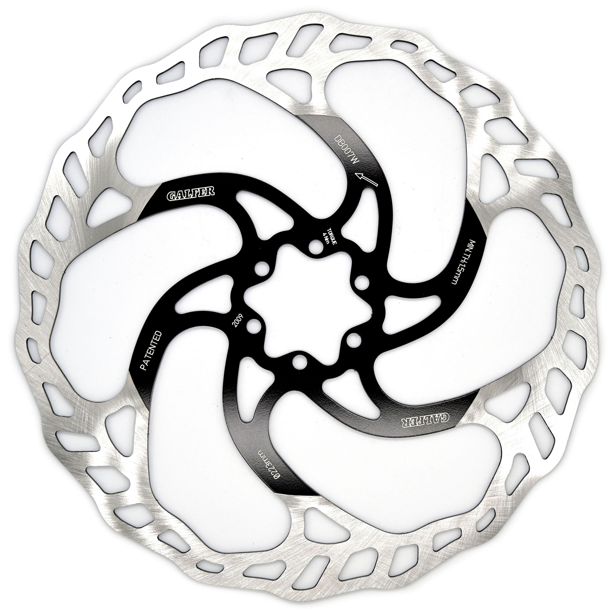 Galfer 203mm Rotor, 6-Bolt , 2.0mm, Wave, Black/Silver