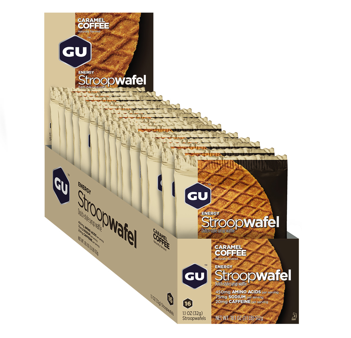 GU Stroopwafel, Caramel Coffee, 16/Count