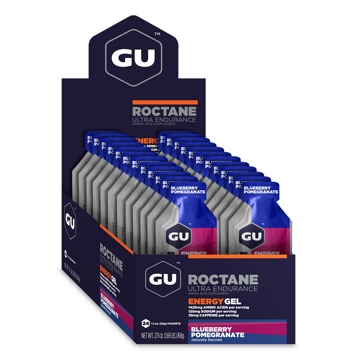 GU Roctane Energy Gel, Blueberry Pomegranate 24/Box