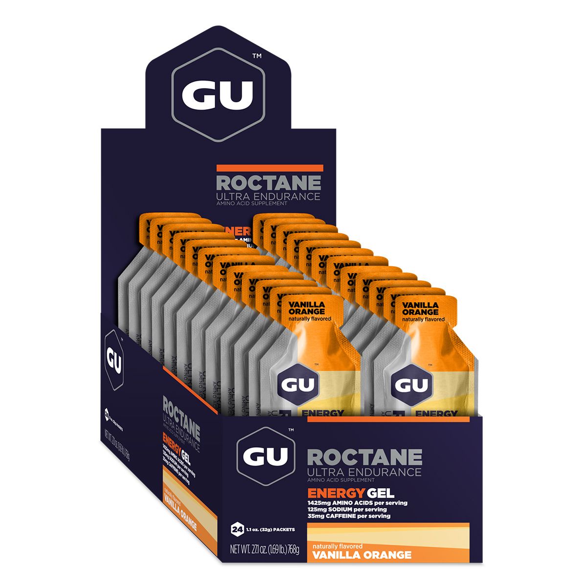 GU Roctane Energy Gel, Vanilla Orange, 24/Count