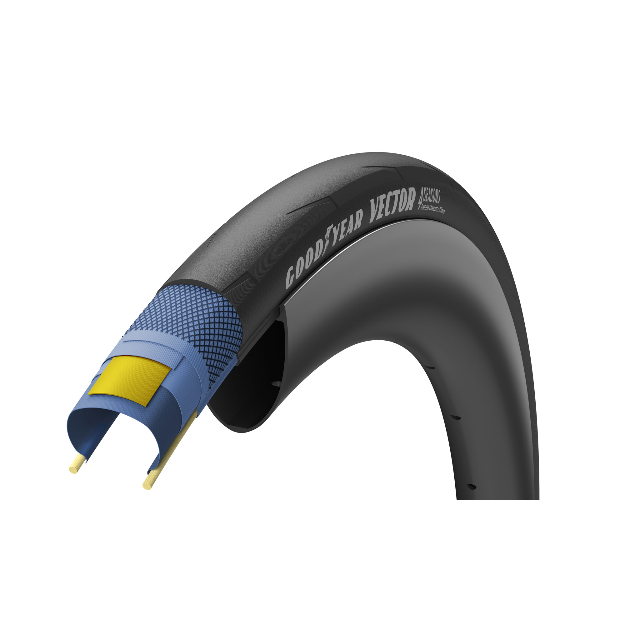 Goodyear Vector 4-Seasons Tubeless Tire, 700 x 25c, Black