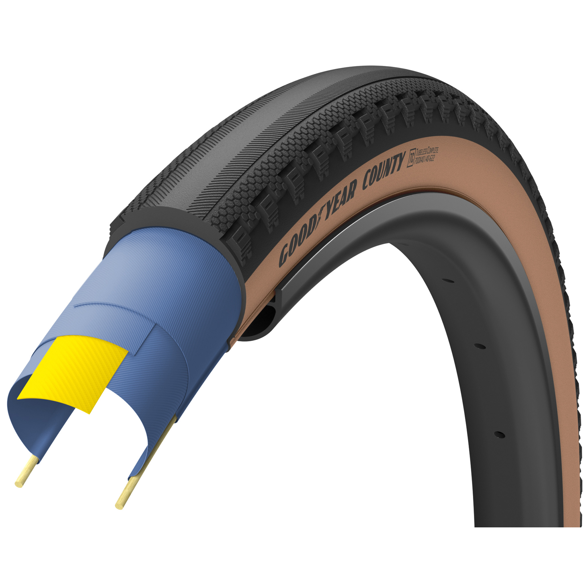 Goodyear County Ultimate Tubeless Tire, 700 x 40c, Tan