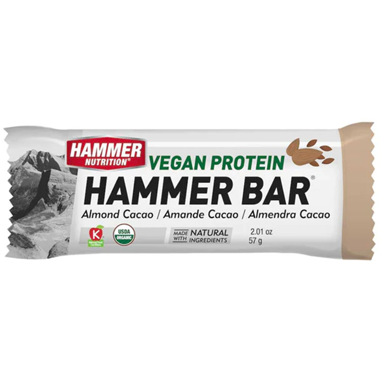 Hammer Nutrition Vegan Protein Bar, Almond Cacao, 12/Count