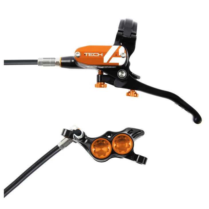 Hope Tech 4 E4 Disc Brake, Right/Rear, 74mm, Orange