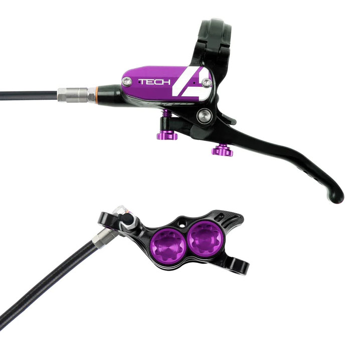 Hope Tech 4 E4 Disc Brake, Right/Rear, 74mm, Purple