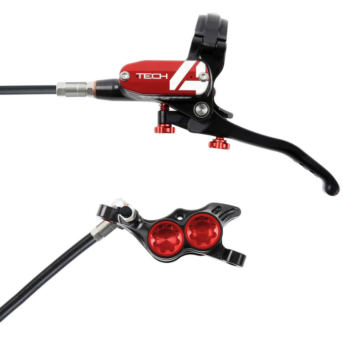 Hope Tech 4 E4 Disc Brake, Right/Rear, 74mm, Red