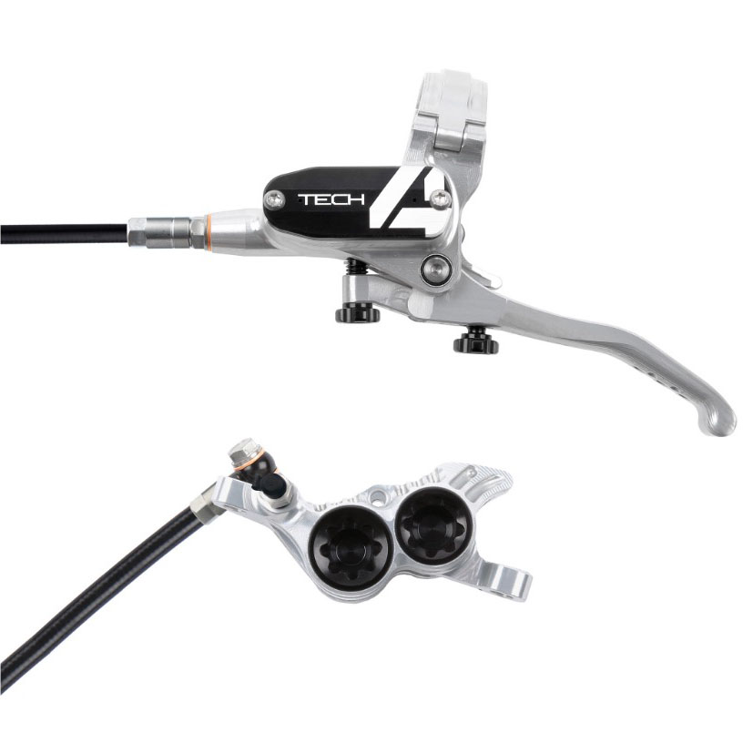 Hope Tech 4 V4 Disc Brake, Left/Front, 74mm, Silver/Black
