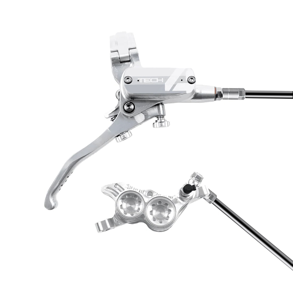 Hope Tech 4 V4 Disc Brake, Right/Rear, 74mm, Silver/Silver