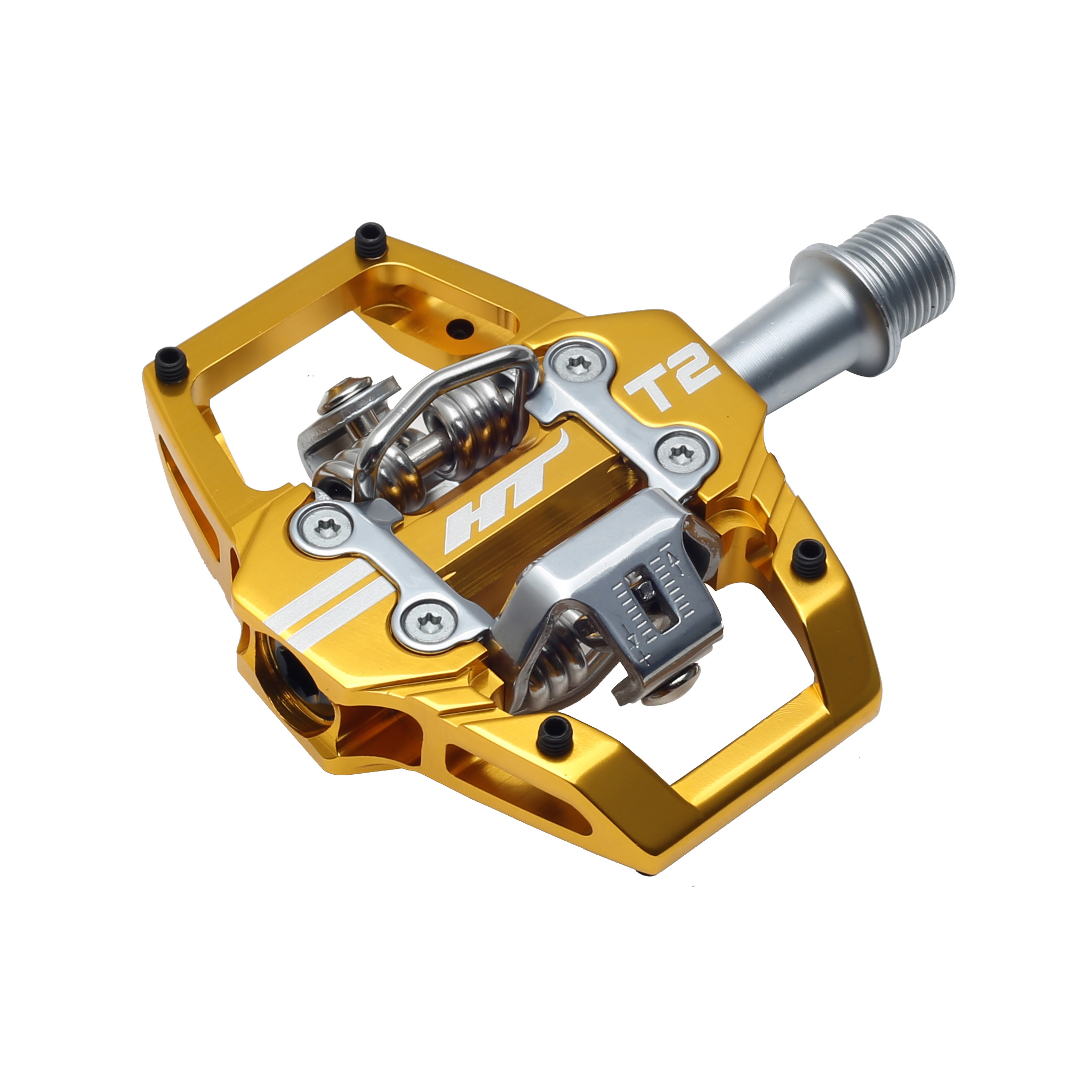 HT Pedals T2 Clipless Platform Pedals, CrMo - Gold