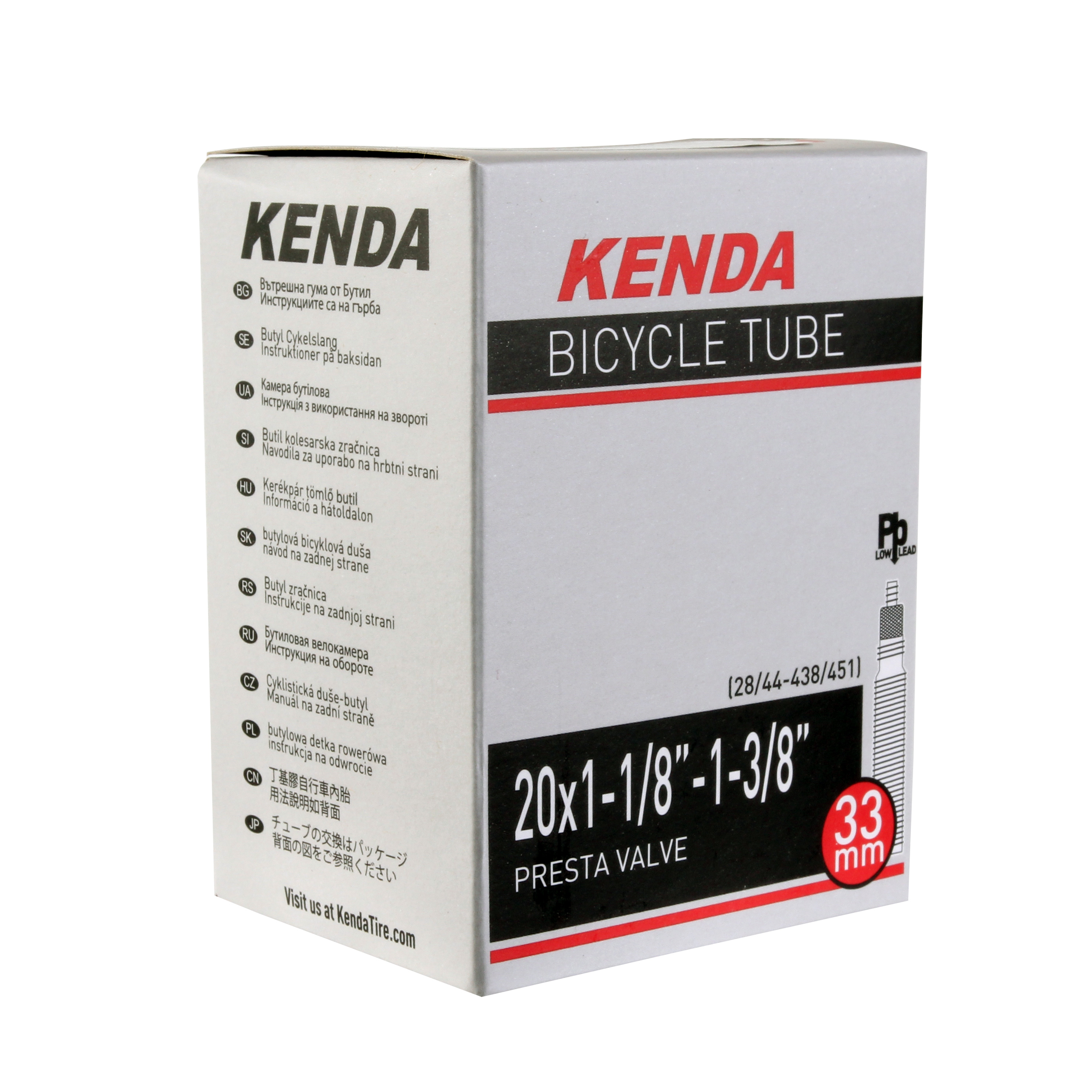 Kenda Butyl-LL Tube, 20 x 1 1/8"-1 3/8" PV Each