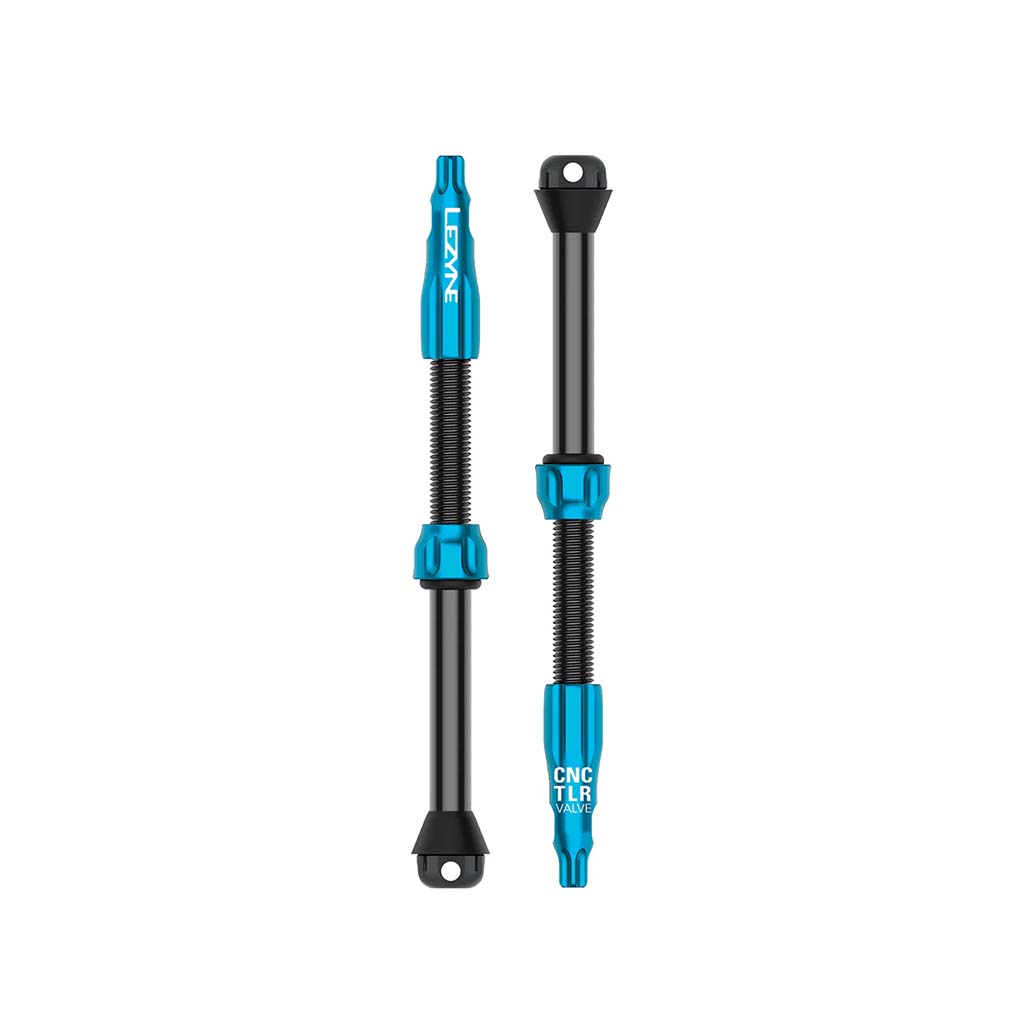 Lezyne CNC TLR Tubeless Valve Pro, 80mm, Blue, Pair