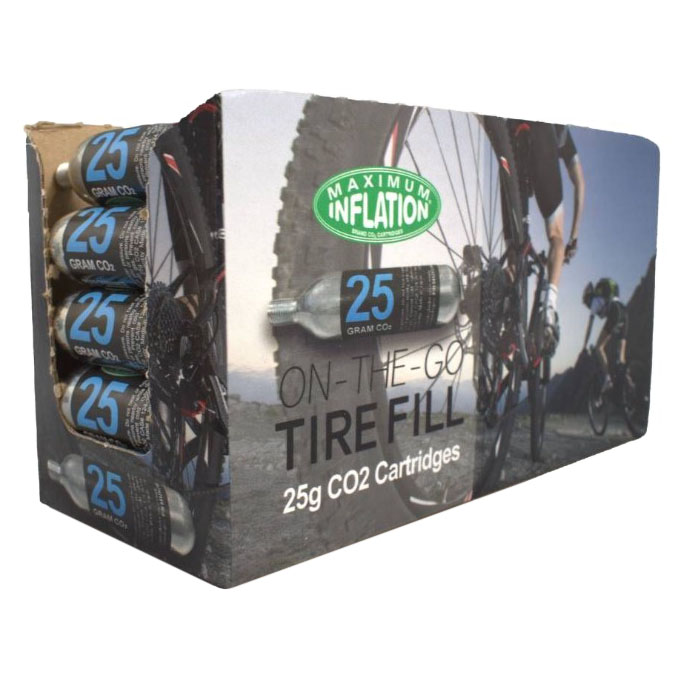 Maximum Inflation CO2 Cartridges, 3/8" threaded, 25g - 50 Pack