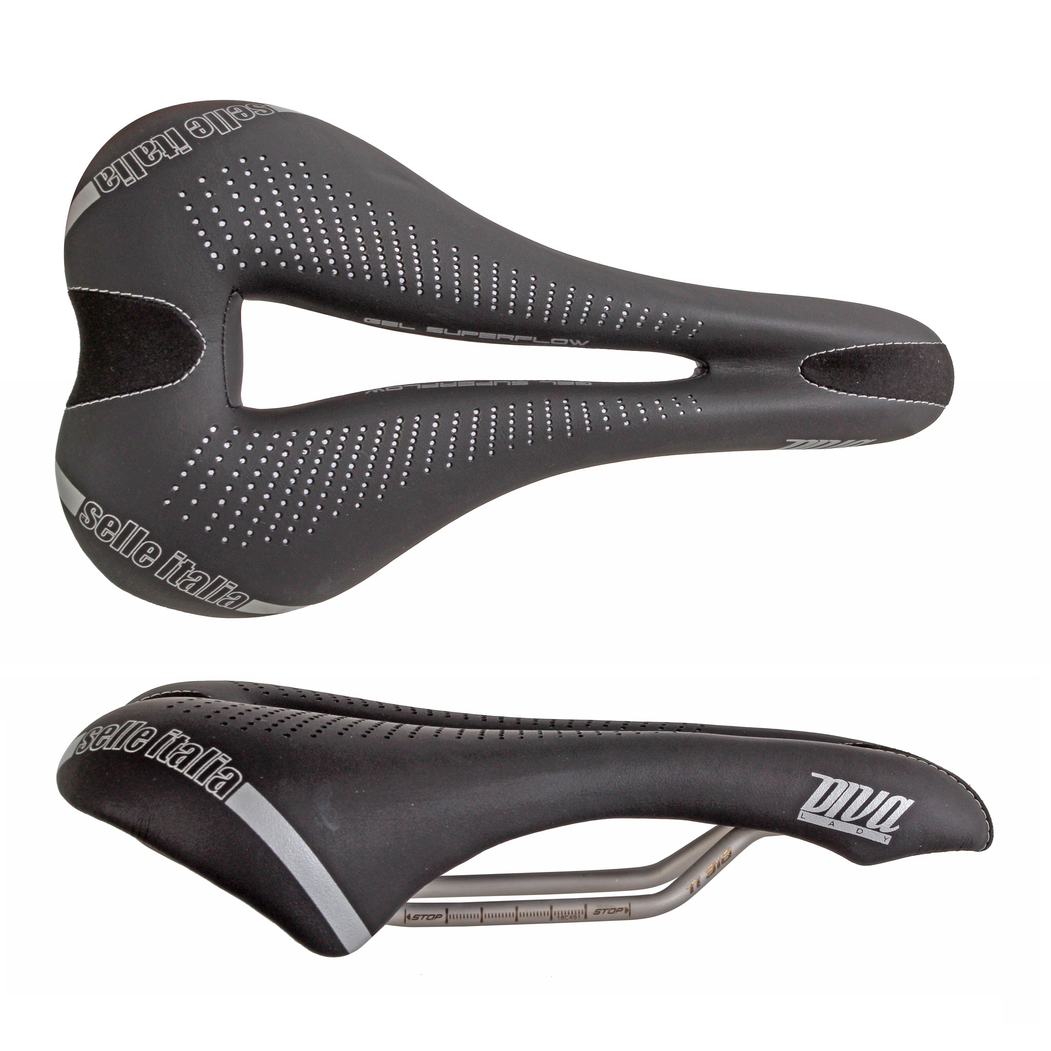 Selle Italia Diva Gel Flow Saddle L , L3, Ti 316 Rail - Black