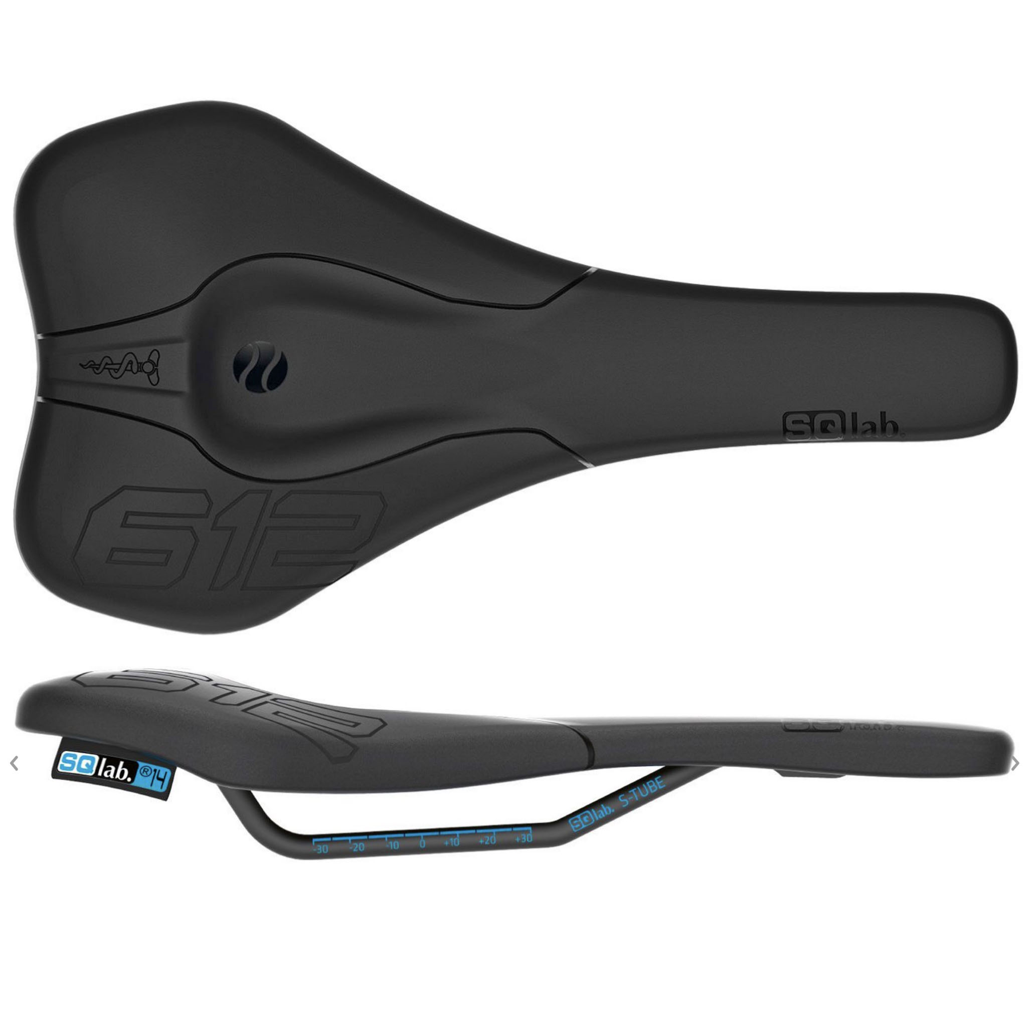SQlab 612 Ergowave S-Tube Rail 130* Saddle, Blk