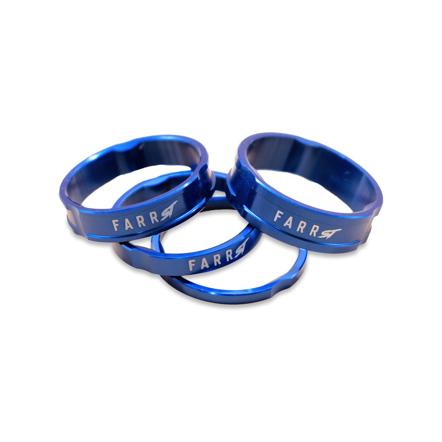 Farr-ST BMX Headset Spacers, 1-1/8", Blue, Set/4